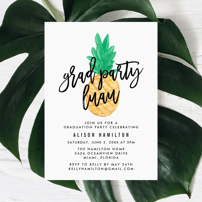 Tropical Luau Graduation Party Invitation (Creator Uploaded)