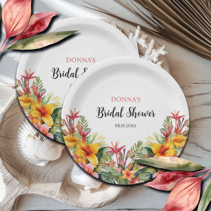 Tropical Luau Hawaiian Bridal Shower Paper Plate