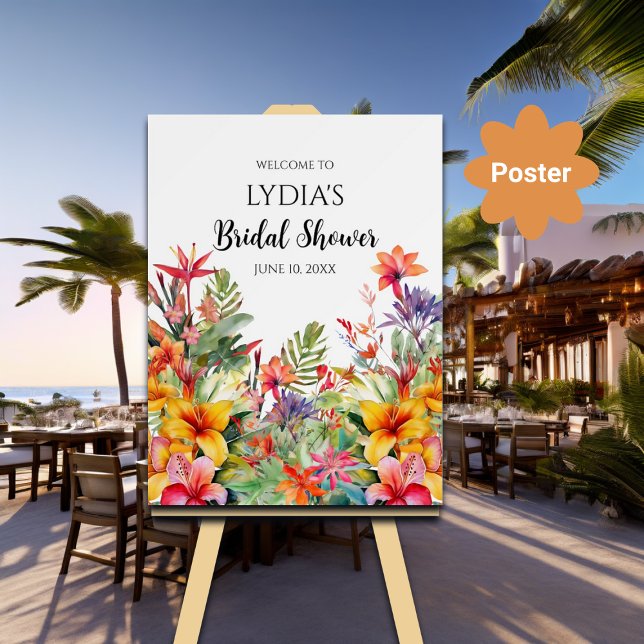 Tropical Luau Hawaiian Bridal Shower Welcome Poster (Creator Uploaded)