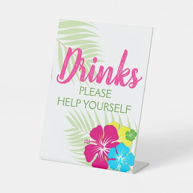 Tropical Luau Hawaiian Hibiscus Drinks Table Party Pedestal Sign (Tropical Luau Hawaiian Hibiscus Drinks Table Party Pedestal Sign)