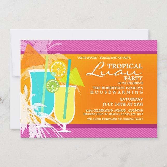 Tropical Luau Housewarming  Party Invitations (Front)