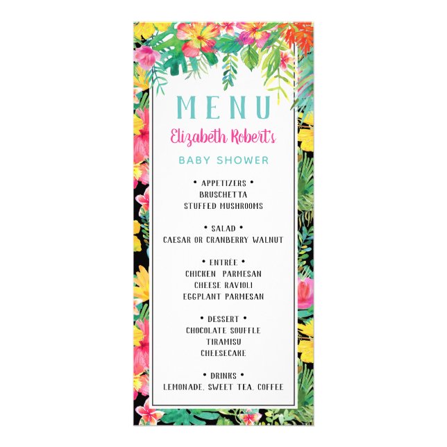 Tropical Luau Menu Card, BOHO (Front)