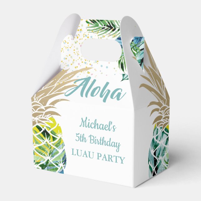 Tropical Luau Party Pineapple Beach Birthday Favour Box (Front Side)