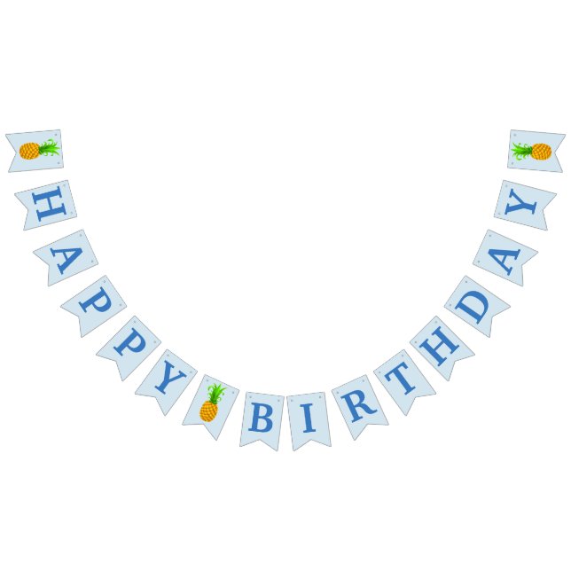 Tropical Luau Pineapple Happy Birthday Banner (All)