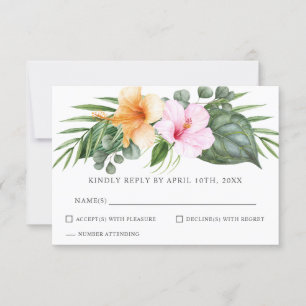 Tropical Luau Wedding in Paradise Floral RSVP Card