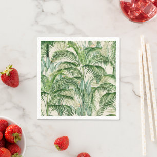 Tropical Lush Foliage Palm Leaves Pattern Napkin