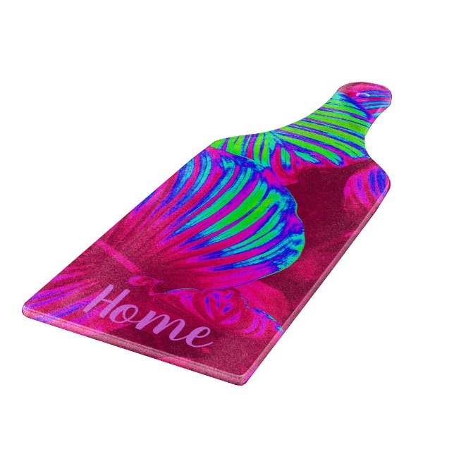 Tropical Lush Magenta Leaves Custom Cutting Board (Corner)
