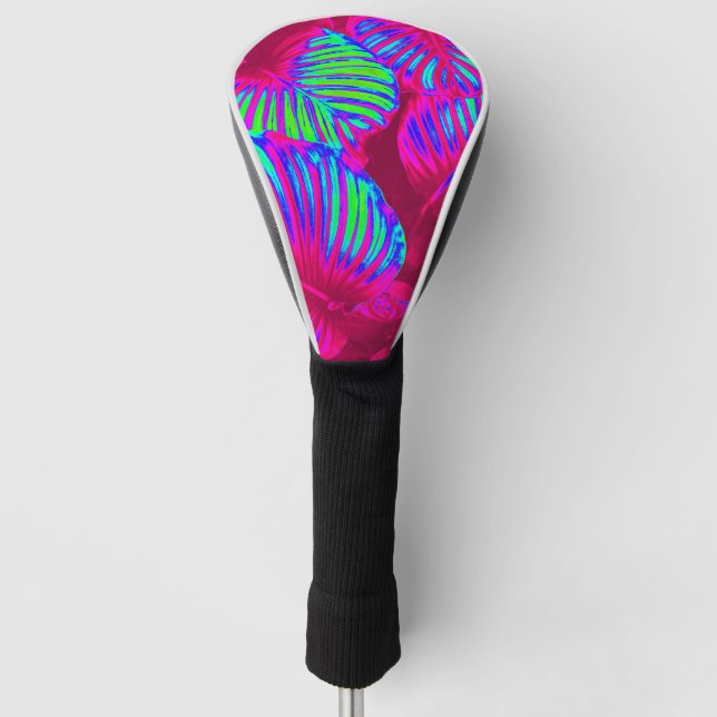 Tropical Lush Magenta Leaves Golf Head Cover (Front)
