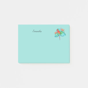 Tropical Macaw Parrot Personalised 4x3 Post-it Notes