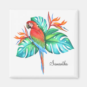 Tropical Macaw Parrot Personalised Magnet