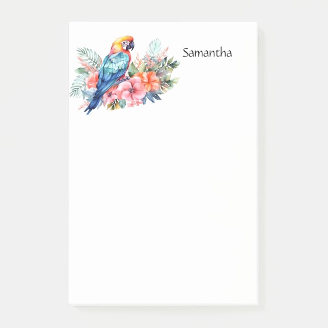 Tropical Macaw Parrot Personalised  Post-it Notes (Front)