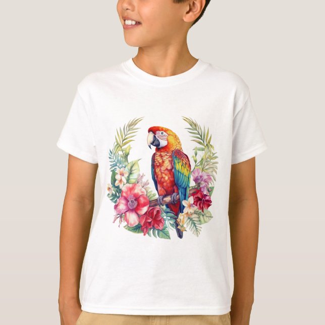 Tropical Macaw parrot T-Shirt (Front)