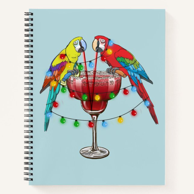 Tropical Macaws Drinking Wine Notebook (Front)