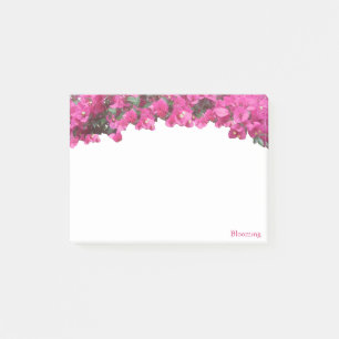 Tropical Magenta Pink Flowers on White Post-it Notes