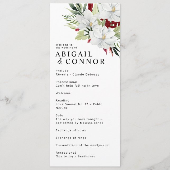 Tropical Magnolia White Green Red Programme (Front)