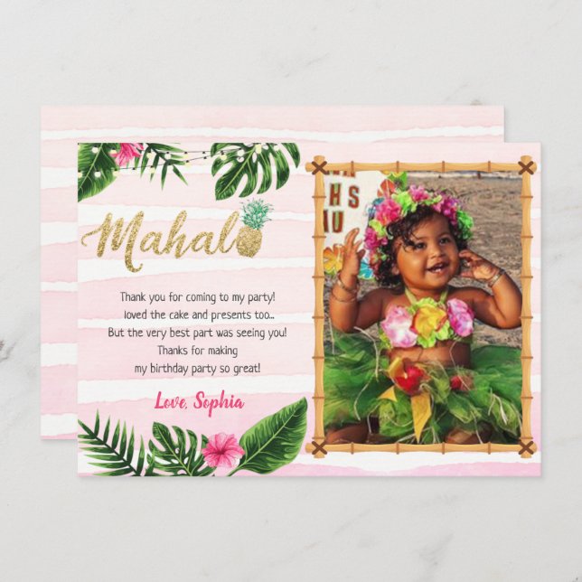 Tropical Mahalo Thank You Card (Front/Back)