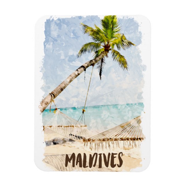 Tropical Maldives Beach View  Scenery Magnet (Vertical)