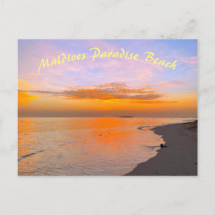 Tropical Maldives Sandy Beach Evening Sunset Postcard