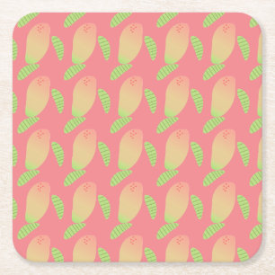 Tropical Mango Fruit Green Orange Square Paper Coaster