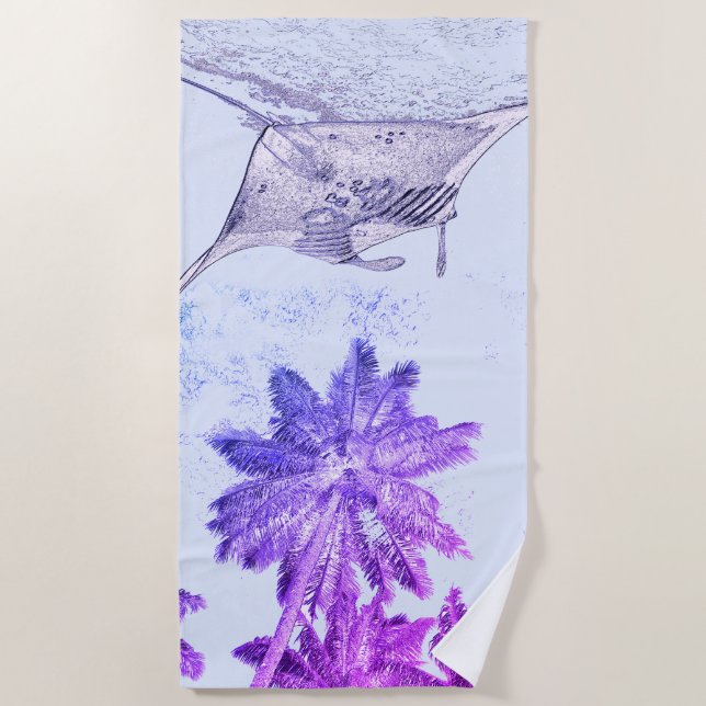Tropical Manta Beach Towel (Front)