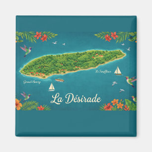 Tropical Map La Desirade, Guadeloupe Magnet