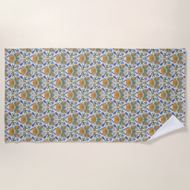 Tropical Marine Life Beach Towel (Front)
