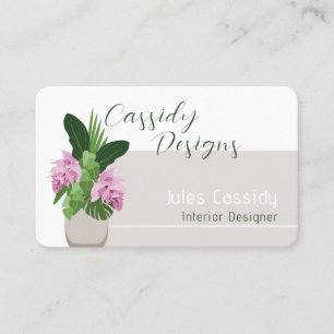 Tropical Medinilla Pink Flower Beige Banner Business Card