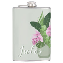 Tropical Medinilla Pink Flower in Green Vase Name