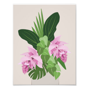 Tropical Medinilla Pink Flower on Beige Photo Print