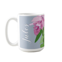 Tropical Medinilla Pink Flower on Blue Add Name