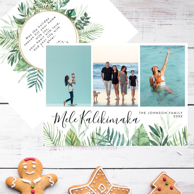 Tropical Mele Kalikimaka Christmas Photo Collage Holiday Card (Creator Uploaded)
