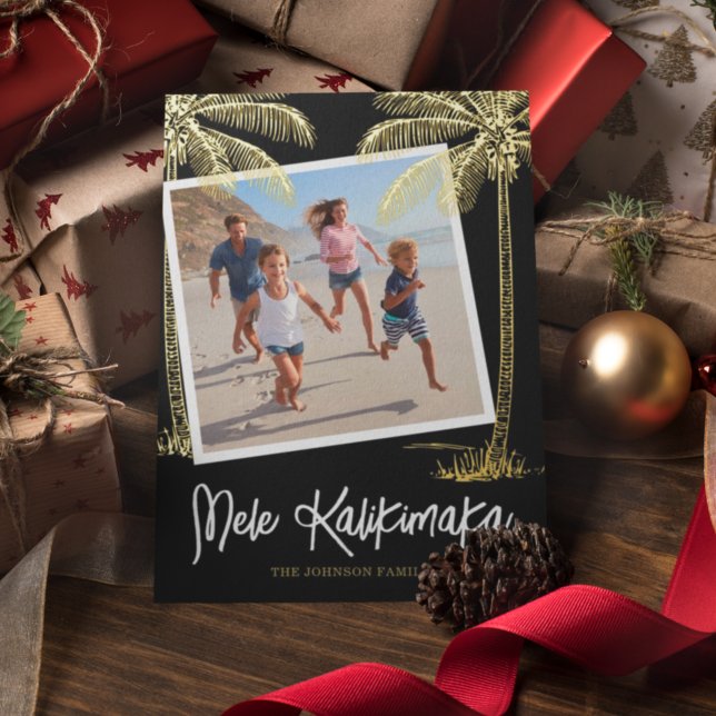 Tropical Mele Kalikimaka Photo Foil Holiday Card (Creator Uploaded)