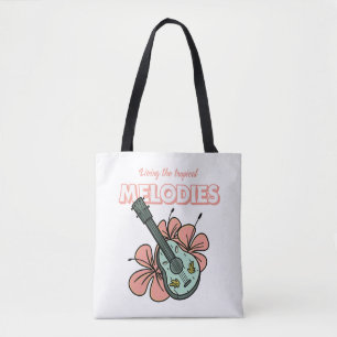Tropical Melodies Ukulele Floral Art Tote Bag