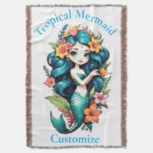 Tropical Mermaid Thunder_Cove Throw Blanket