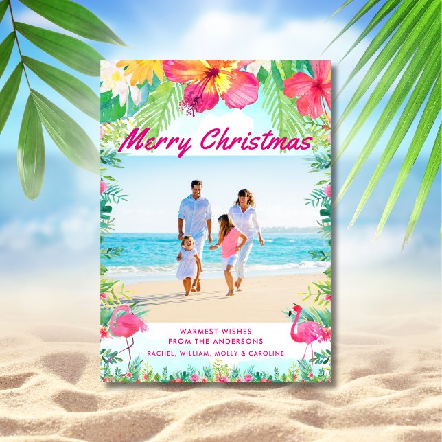 Tropical Merry Christmas Coastal Photo  Holiday Card (Creator Uploaded)