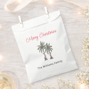 Tropical Merry Christmas Palm Trees Beach  Favour Bags