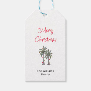 Tropical Merry Christmas Palm Trees Gift Tags