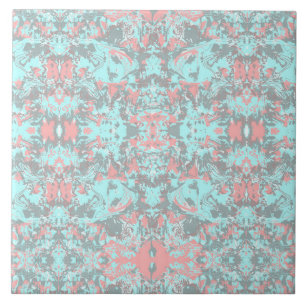 Tropical mint abstract pattern ceramic tile