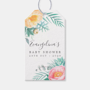 Tropical Mint Floral Baby Shower Gift Tags