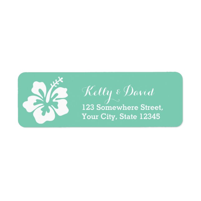 Tropical Mint Green Hibiscus Flower Return Address (Front)