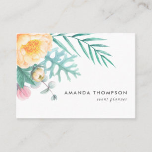 Tropical Mint Watercolor Floral Business Card
