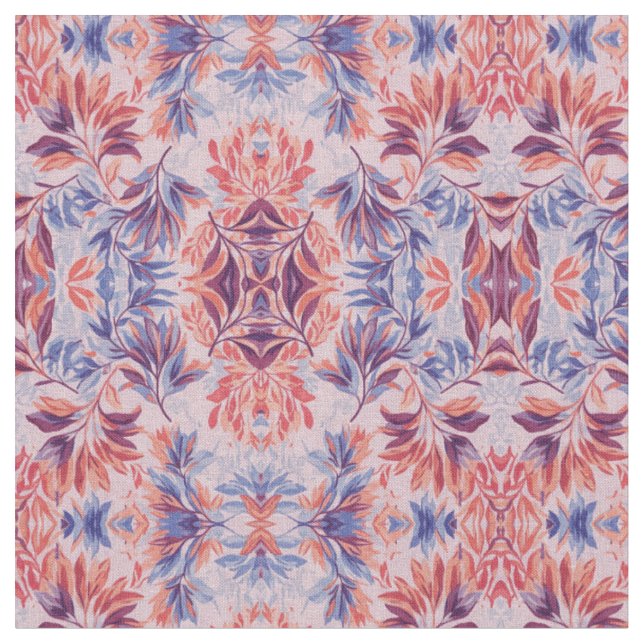 Tropical Mirage, Bold Multicolor Leaf Pattern  Fabric (Close Up)
