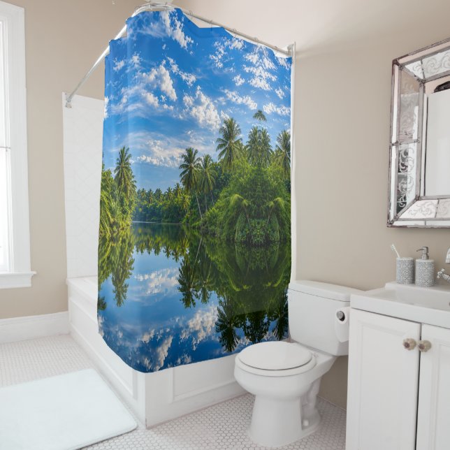 Tropical Mirror River Reflections  Shower Curtain (In Situ)