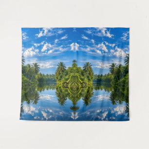 Tropical Mirror River Reflections Wall Tapestry