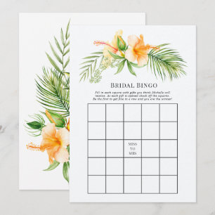 Tropical Miss to Mrs Bridal Shower Bingo Game Invitation