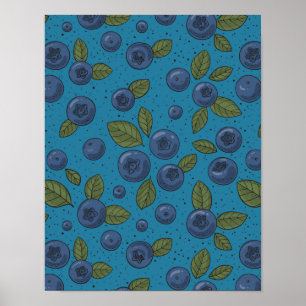 Tropical mix-fruit, flowers and leaves on black poster