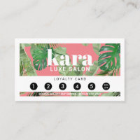 Tropical Modern Boutique Salon Pink Loyalty Card
