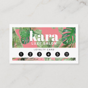 Tropical Modern Boutique Salon Pink Loyalty Card