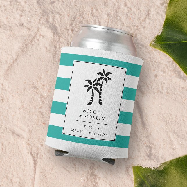 Tropical Modern Palm Trees Wedding Favour Can Cooler (Creator Uploaded)