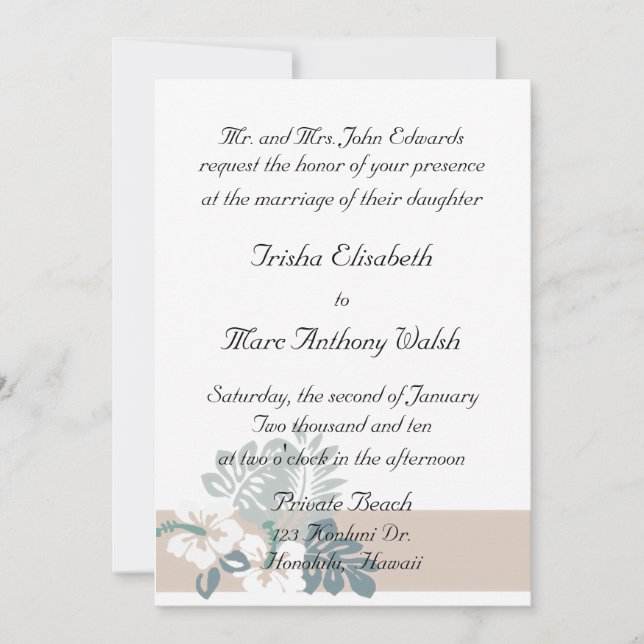 Tropical Modern Wedding Invitation (Front)